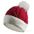 knit christmas thick lining winter pom hat